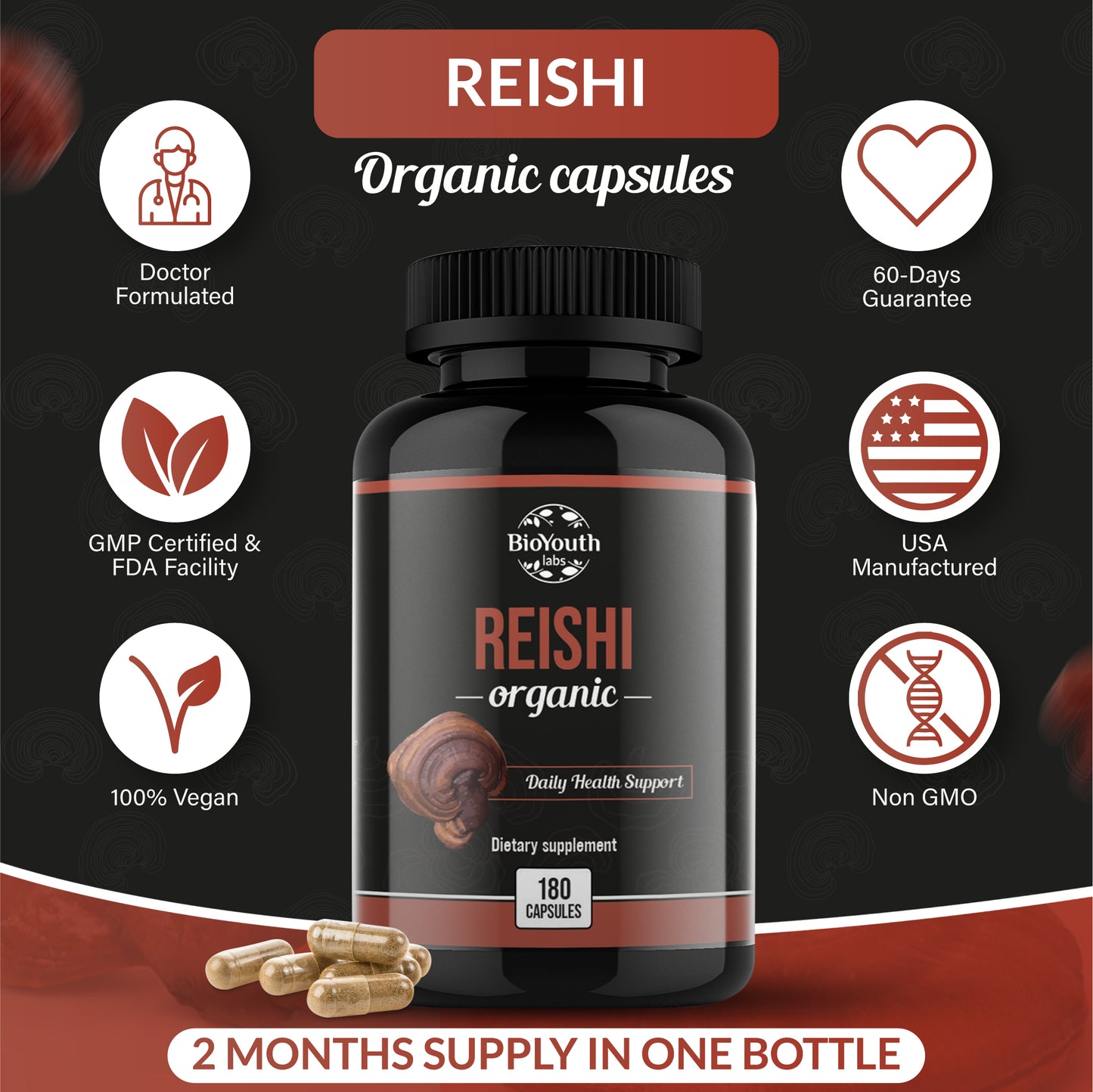 Organic Reishi Mushroom (Capsules)