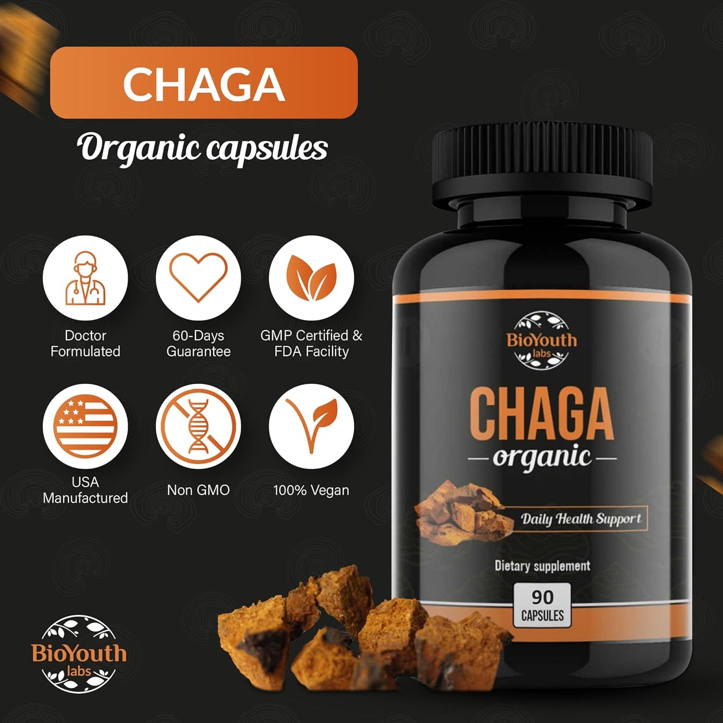 Organic Chaga Mushroom (Capsules)