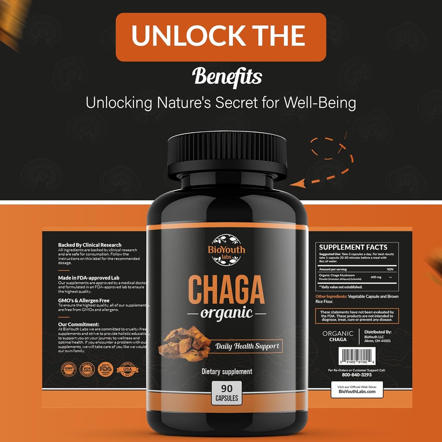Organic Chaga Mushroom (Capsules)