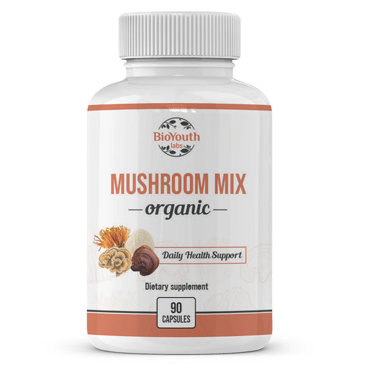 Organic Mushroom Mix Immune System Support (Reishi, Cordyceps, Lion's Mane, Turkey Tail)